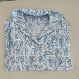 Kids Blue Monkey Nantucket Print Pajama Set - Roller Rabbit